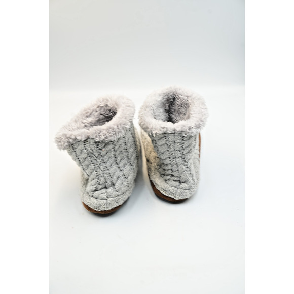 Dluxe by Dearfoams Men's Cable Knit Bootie Slippers Gray Size Large - Picture 2 of 5